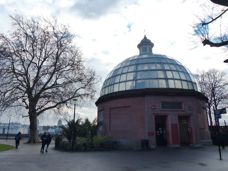 The round brick entrance building of the Greenwich Foot Tunnel under its glazed dome