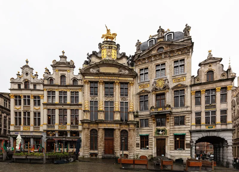 Ornate gilded guildhouse facades lining the Grand-Place in Brussels