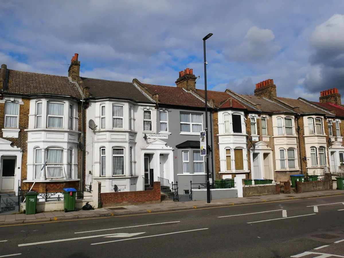 Victorian terraced houses along Plumstead High Street in south-east London