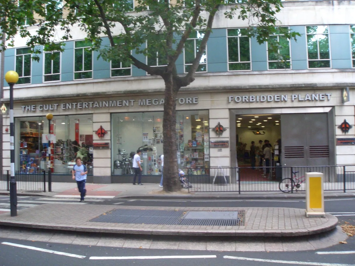 The Forbidden Planet comic and games megastore shopfront on Shaftesbury Avenue in central London